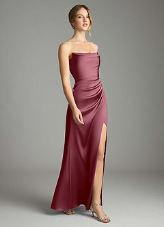 Azazie Leonis Bridesmaid Dresses Desert Rose Mermaid Pleated Stretch Satin Convertible Dress image6