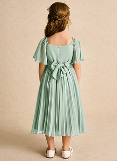 Azazie Gisele Blumenmädchenkleider A-Linie Plissee Chiffon Kleid Agave image6