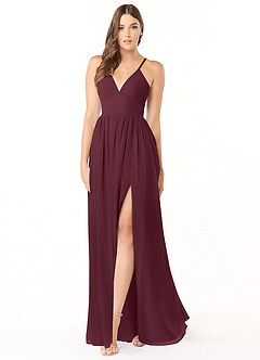 Azazie Aaida Bridesmaid Dresses Cabernet A-Line Corset Chiffon Dress image1