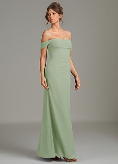 Azazie Jalice Bridesmaid Dresses Dusty Sage Mermaid Off the Shoulder Chiffon Dress image4