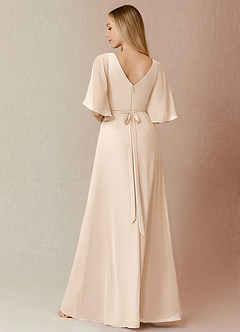 Azazie Cierra Bridesmaid Dresses White Alabaster A-Line V-Neck Chiffon Dress image2