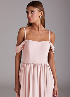 Azazie Calianna Bridesmaid Dresses Blushing Pink A-Line Off the Shoulder Chiffon Convertible Dress image2