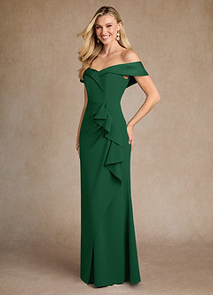 Azazie Laredo vestidos de madre de la novia Vestido de Verde Oscuro de Crepé elástico de Sirena con Vestidos sin tirantes image5