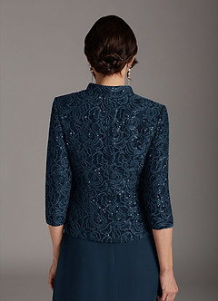 Azazie Cornelia Mother of the Bride Dresses Dark Navy Sheath Square Neckline Sequins Chiffon Dress image10