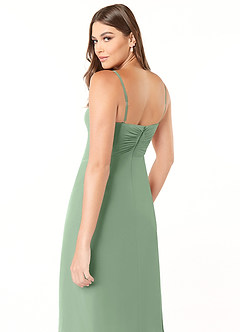 Azazie Justina Vestidos de damas de honor Vestido de Matcha de Gasa de Corte en A con Escote de Corazón image6