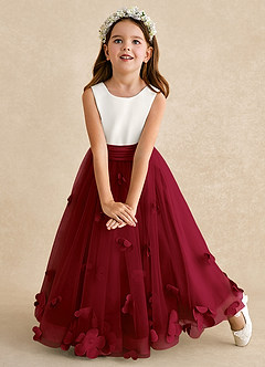 Azazie Vi Flower Girl Dresses Burgundy A-Line Sleeveless Tulle Dress image6