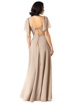 Azazie Chloe Bridesmaid Dresses Taupe A-Line Sweetheart Neckline Chiffon Dress image2