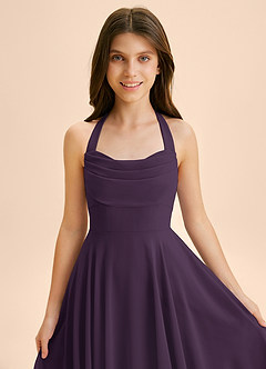 Azazie Kady Junior Plum A-Line Sweetheart Neckline Chiffon Dress image6