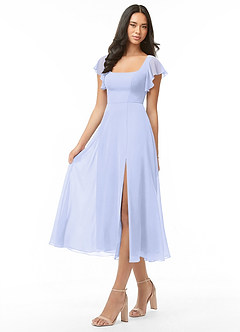Azazie Bondi Brautjungfernkleider A-Linie Gestreift Chiffon Kleid Lavendel image3