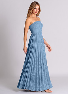 Azazie Mariana Bridesmaid Dresses Steel Blue A-Line Strapless Floral Burnout Convertible Dress image6