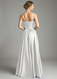 Azazie Evadina Suknie dla druhen Linia A Gorset Satyna elastyczna Do ziemi Sukienka image2