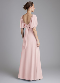 Azazie Fatima Probar vestidos en casa Vestido de Rosa Rubor de Gasa de Corte en A con Con bolsillos image5