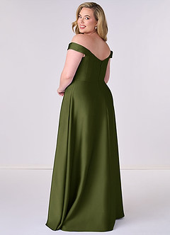 Barbie ♥ Azazie Bridesmaid Dresses Olive A-Line Off the Shoulder Stretch Satin Convertible Dress image8