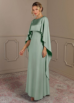 Azazie Eli Mère de la mariée Robes Robe Fourreau en Satin extensible Col bateau Agave image3