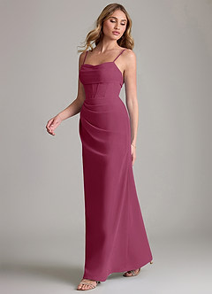 Azazie Mai Bridesmaid Dresses Mulberry Sheath Pleated Chiffon Dress image4