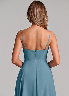 Azazie Elle Robes de demoiselle d'honneur Robe Trapèze en Mousseline de soie Plissée Bermude image2