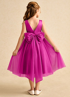 Azazie Winnie Abiti da Ragazza di Fiori Abito Principessa in Tulle Fiocco Fucsia image1