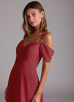 Azazie Marley Bridesmaid Dresses Pomegranate A-Line Off the Shoulder Chiffon Convertible Dress image9