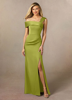 Azazie Laramie Mère de la mariée Robes Robe Sirène en Satin extensible Plissée Citronnelle image1