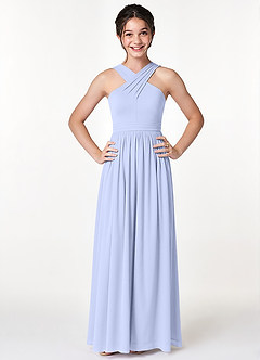 Azazie Jiya Junior Lavender A-Line Pleated Mesh Dress image4