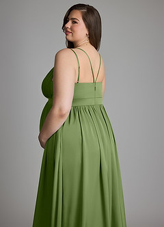 Azazie Emree Robes de demoiselle d'honneur de maternité Robe Trapèze Avec poches Longueur sol Satin extensible image10