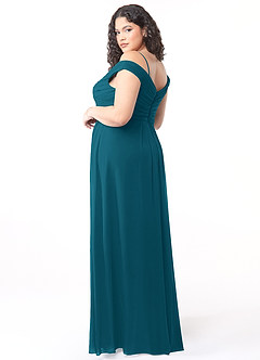 Azazie Audrianna Bridesmaid Dresses Ink Blue A-Line Off-The-Shoulder Gathered Chiffon Convertible Dress image10