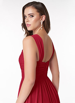 Azazie Zapheira Bridesmaid Dresses Scarlet A-Line Ruched Chiffon Dress image6