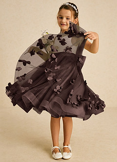 Azazie Sprout Flower Girl Dresses Ganache A-Line Bow Tulle Dress image3