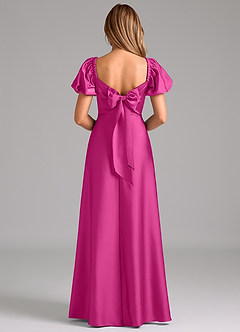 Azazie Fatima Jurken voor bruidsmeisjes Jurk van Stretch Satijn met A-Lijn Geplooid Fuchsia image6