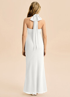 Azazie Velli Junior Meerjungfrau-Linie Hoher Kragen Chiffon Kleid Weiß image2