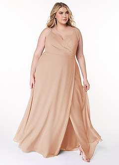 Azazie Lennon Abiti da Damigella Abito A-Line in Chiffon Pizzo Rosa Inglese image9