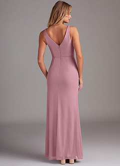 Azazie Leandra Bridesmaid Dresses Vintage Mauve Mermaid V-Neck Pleated Mesh Dress image2