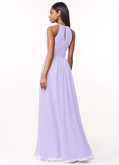 Azazie Bonnie Bridesmaid Dresses Lilac A-Line Keyhole Ruched Chiffon Dress image2