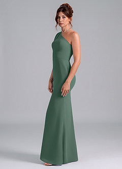 Azazie Rinna Bridesmaid Dresses Sea Moss Mermaid One Shoulder Chiffon Dress image4