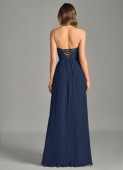 Azazie Becka Bridesmaid Dresses Dark Navy A-Line Strapless Chiffon Dress image2