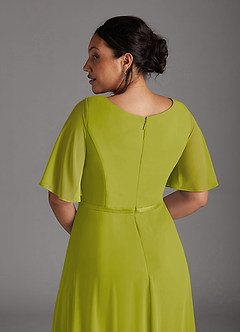 Azazie Tricia Mother of the Bride Dresses Lemongrass A-Line V-Neck Pleated Chiffon Dress image12