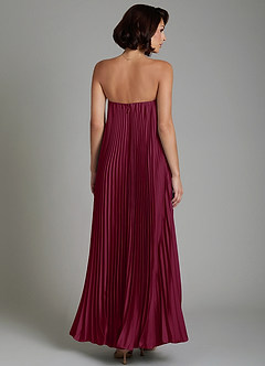 Azazie Rayna Bridesmaid Dresses Mulberry A-Line Strapless Stretch Satin Dress image2