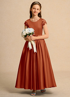 Azazie Bunny Junior Formal Jurken voor bloemenmeisjes Baljurk Jurk van Kant Paprika image3