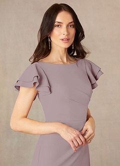 Azazie Peppermint Mother of the Bride Dresses Vintage Mauve Mermaid Scoop Ruched Stretch Crepe Dress image3