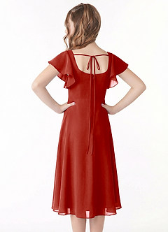 Azazie Bondi Junior Linia A Marszczony Szyfon Długość herbaty Młodsza druhna Sukienka image3