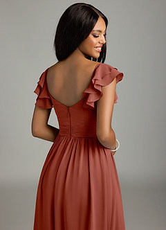 Azazie Anaya Bridesmaid Dresses Auburn A-Line Pleated Chiffon Dress image2