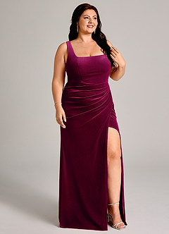 Azazie Mero Bridesmaid Dresses Cabernet Mermaid Pleated Velvet Dress image10