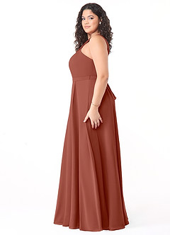 Azazie Dixie Bridesmaid Dresses Auburn A-Line Halter Pleated Chiffon Dress image8