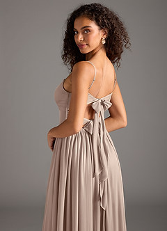 Azazie Zeya Schlussverkauf A-Linie Plissee Gittergewebe Kleid Taupe image6