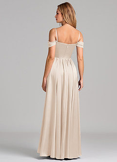 Azazie Raisa 신부 들러리 드레스 A라인 오프 더 숄더 스트레치 새틴 바닥 길이 드레스 image6