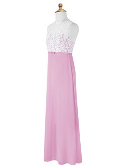 Azazie Rana Junior Candy Pink A-Line Lace Chiffon Dress image7