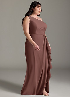 Azazie Liza Abiti da Damigella Abito Sirena in Chiffon Monospalla Espresso image9