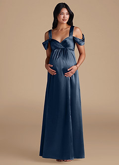 Azazie Rhea Abiti da damigella d'onore premaman Abito A-Line Plissettato Raso Metallizzato Floor-Length image6