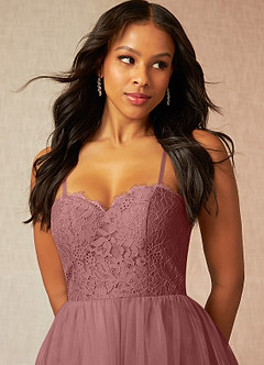 Azazie Roni Bridesmaid Dresses Desert Rose A-Line Sweetheart Neckline Tulle Convertible Dress image2