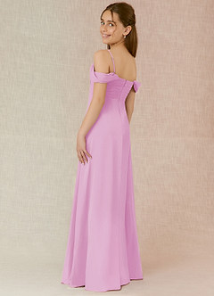 Azazie Kaitlynn Junior Candy Pink A-Line Off the Shoulder Chiffon Dress image5